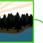 Illustration of wind, hydro and sun power.